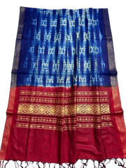 Blue With Red Tussar Dupatta