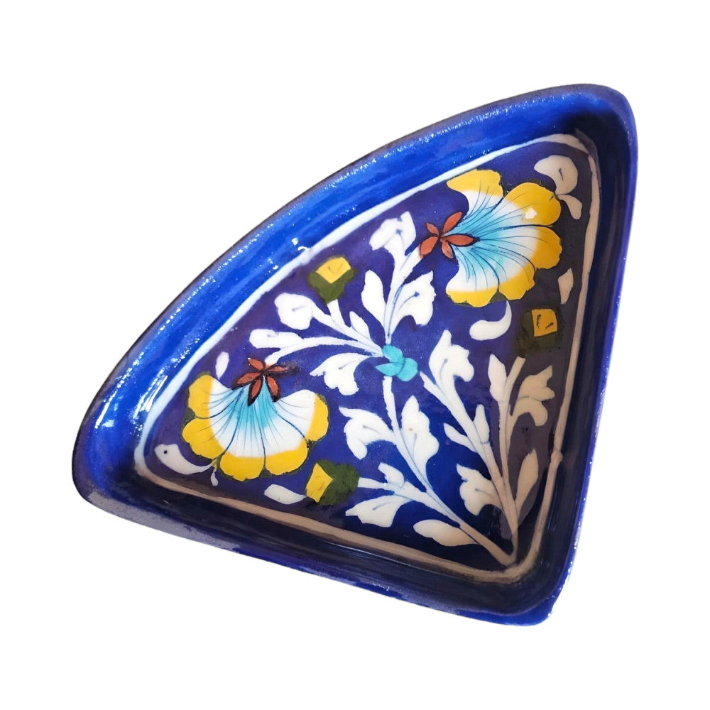 Triangular Sign Tray Shop – Blue &Yellow Floral Triangle tray - GI Heritage– Gi Heritage