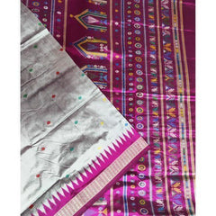 Handloom Beautiful Bomkai Silk Purple Saree For Women