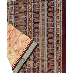 Handloom Bomkai Silk Beige Saree For Women