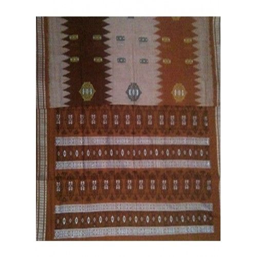 Cotton Brown Orissa Bomkai Saree For Women