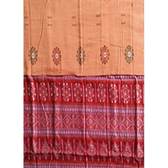 Cotton Orange and Red Pattern of Orissa Bomkai Saree For Women