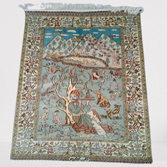 Box playing Flute Hand Knotted Carpet 20/20 Knots