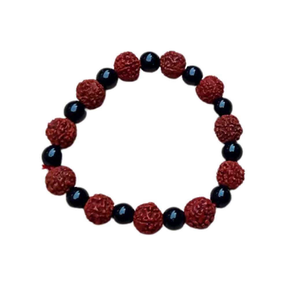 Bracelet Rudrakshi & Black Beads