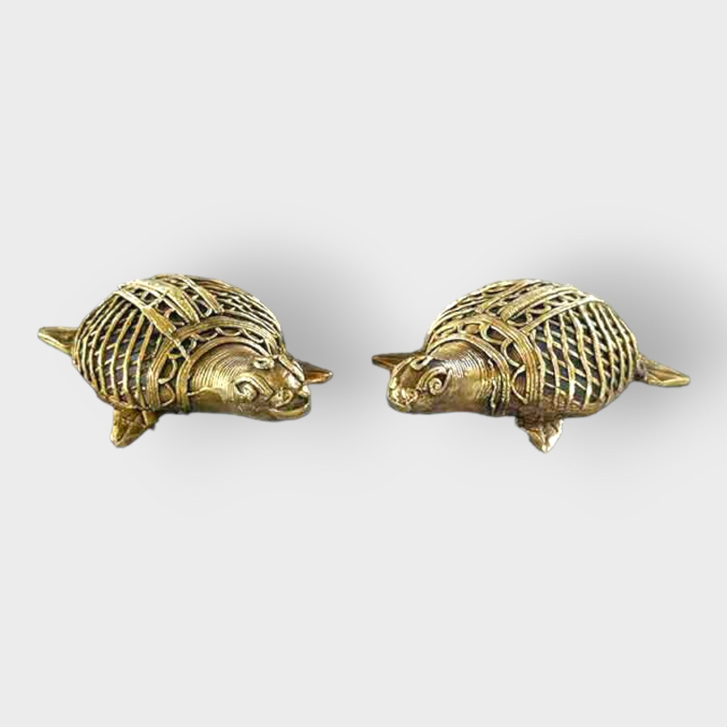 Brass Tortoise Set of 2 in Dokra Art