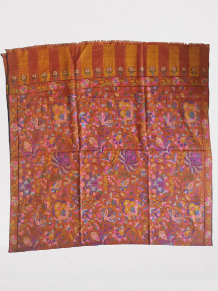 Bright Red With Floral Design Kani Shawl