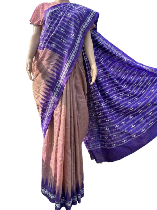 Brown with Violet Tussar Saree