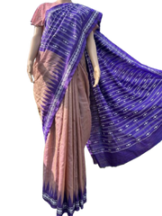 Brown with Violet Tussar Saree