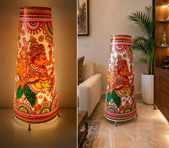 Andhra Pradesh Leather Puppetry Ganesha Printed Decorative Showpiece Lamp