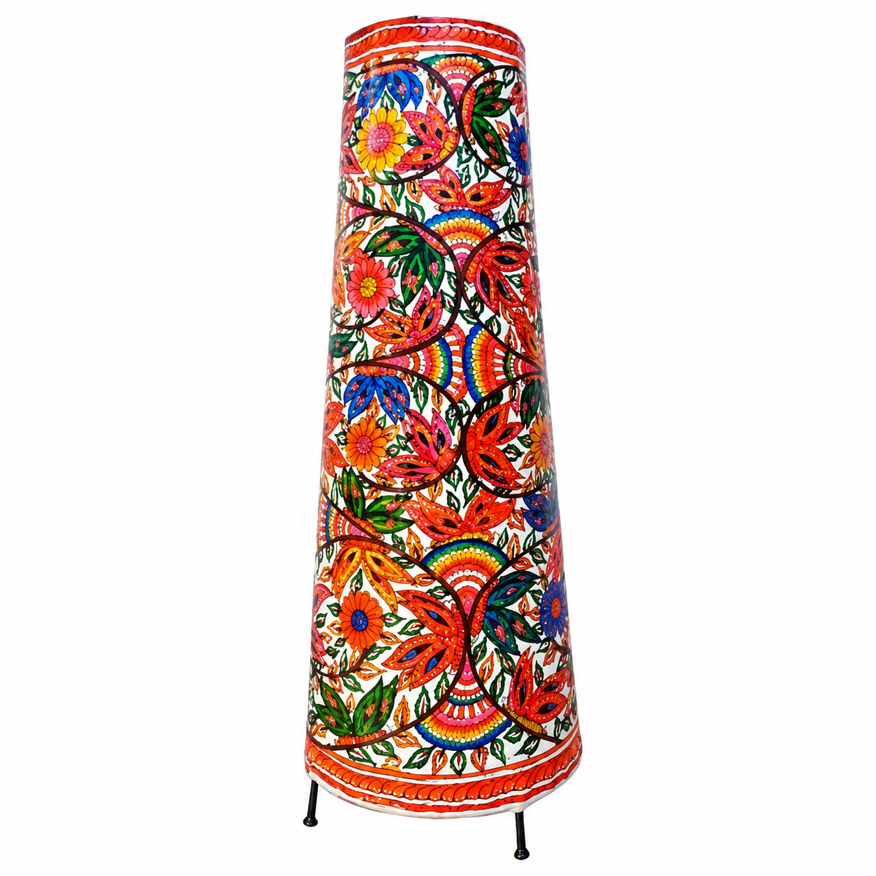Leather Puppetry Handpanited Flower Floor Lampshade