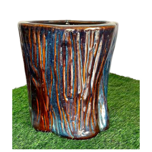 Ceramic Planter in Purple & Brown Colour