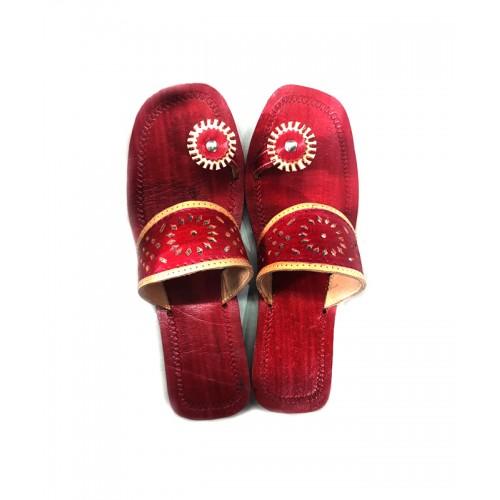 Handcrafted Leather Dark Pink Chamba Chappal For Women
