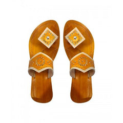 Handcrafted Yellow Leather Chamba Chappal For Women