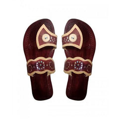 Dark Brown Leather Chamba Chappal For Women