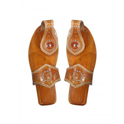 Mustard Color Leather Chamba Chappal For Women