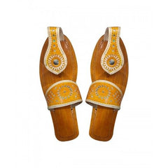 Leather Yellow Chamba Chappal For Women
