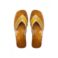 Yellow Leather Chamba Chappal For Women Casual Wear
