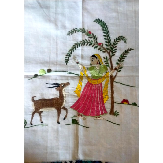 Chamba Rumal of a Girl and the Deer
