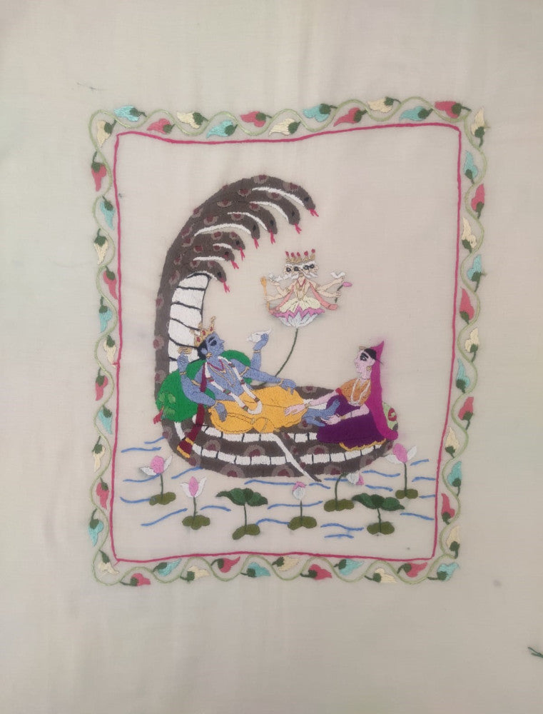 Chamba Rumal of God Vishnu , Brahma & Lakshmi