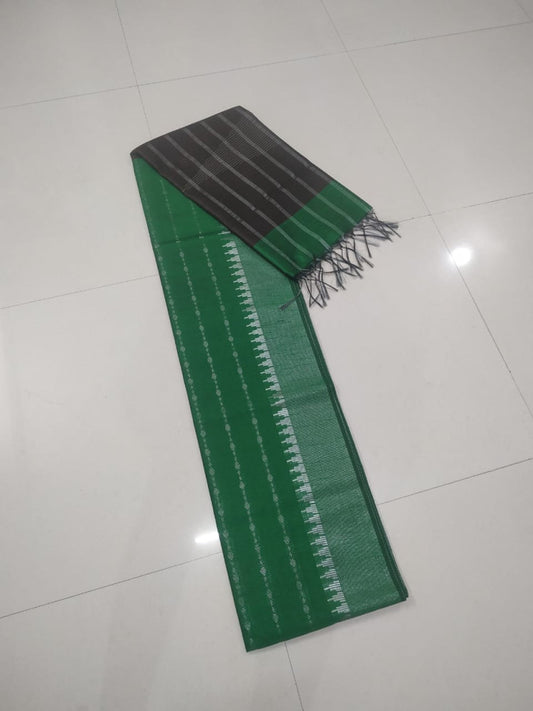 Champa Silk Green & Black Saree