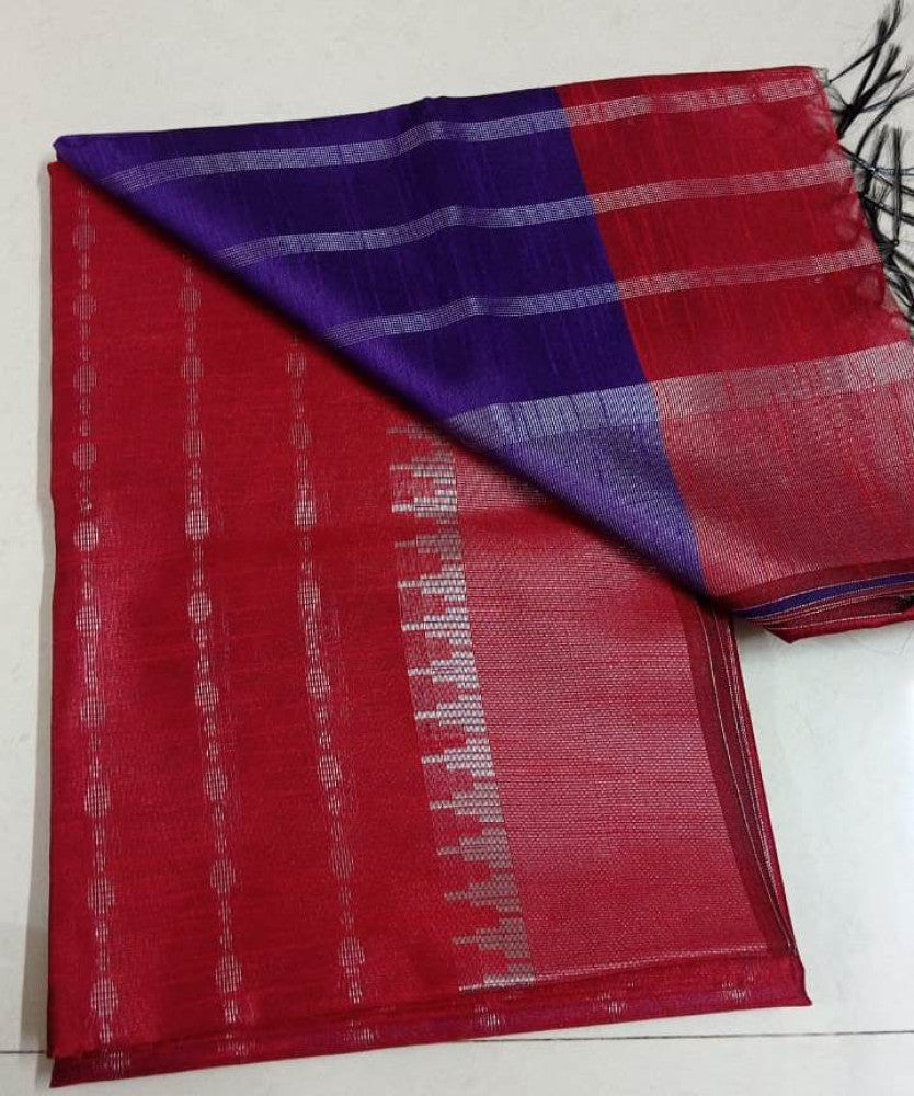 Champa Silk Red & Purple Saree