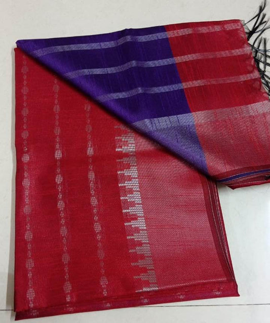 Champa Silk Red & Purple Saree