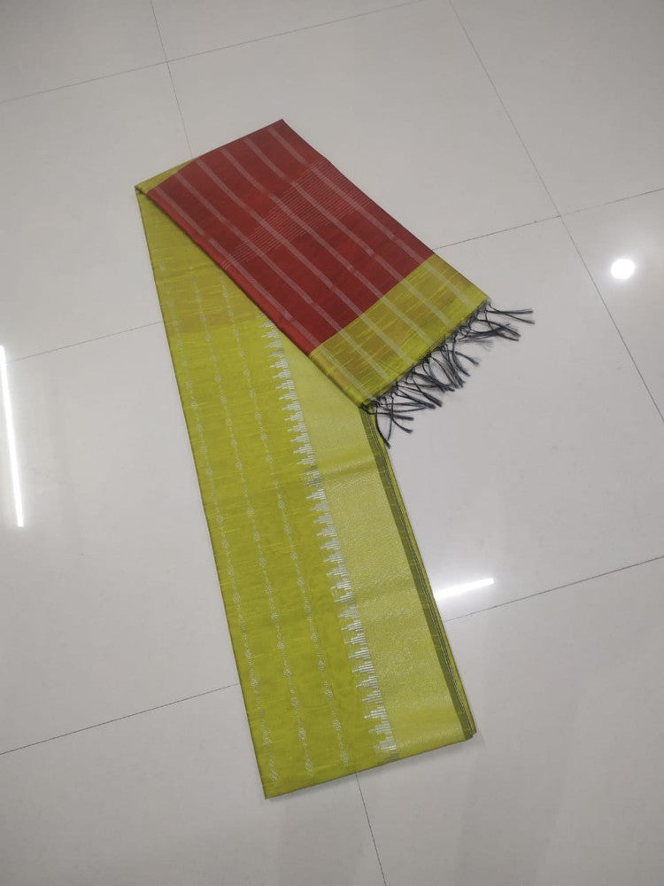 Champa Silk Yellow & Red Saree