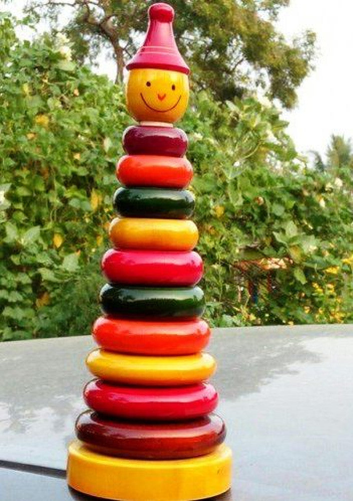 Channapatna Toys & Dolls Handcrafted Wooden Stacking Color Rings Cap By Sri Manjunath Toy's Factory