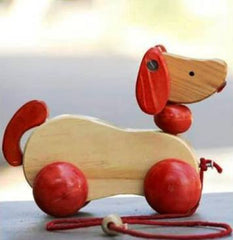 Channapatna Toys & Dolls Handcrafted Wooden Push & Pull Walk-A-Long Puppy With Rolling Wheels By Sri