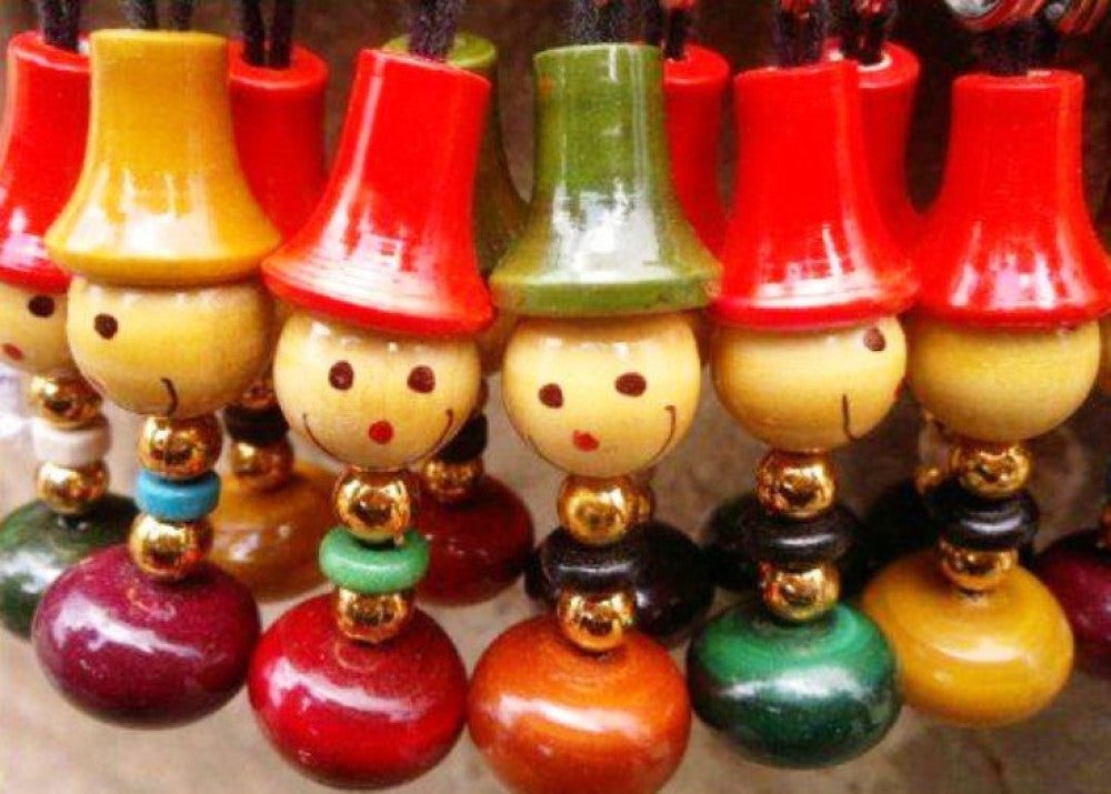 Traditional Channapatna Toy Handmade Wooden Keyring Set of 5