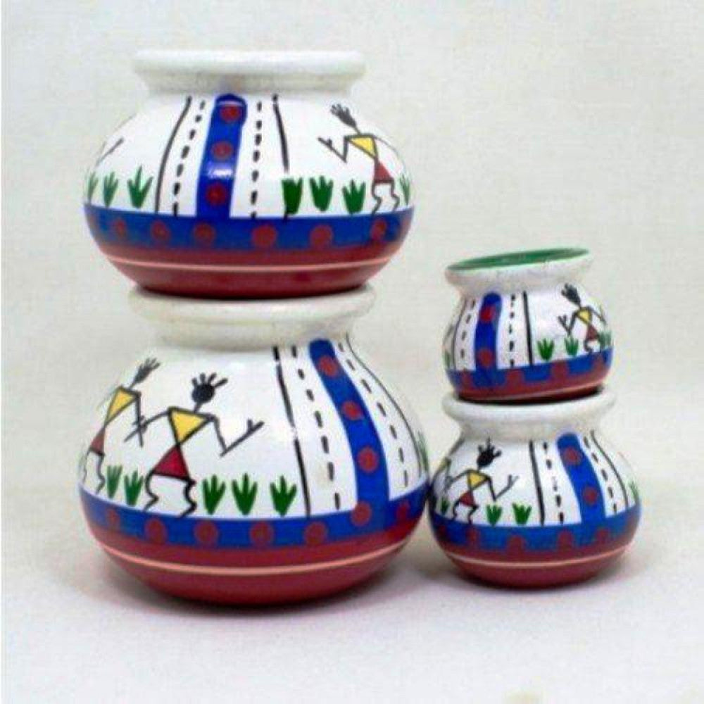 Traditional Channapatna Handmade Wooden Attractive Stacking Pots Toys (Set of 4)