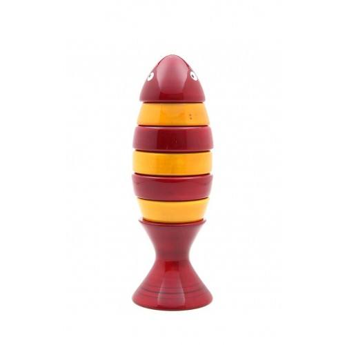 Traditional Handicraft Channapatna Toy Beautiful Red Fish Design For Playing, Decorating Purpose
