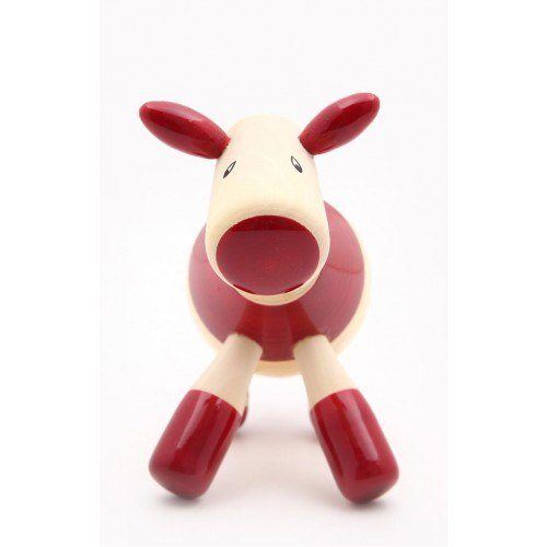 Handicrafted Channapatna Toys Wooden White & Red Cow