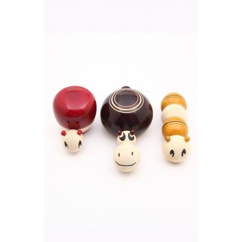 Beautiful Handicraft Channapatna Wooden Toys Design Set Of 3 For Playing, Decorating Purpose