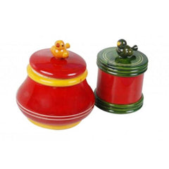 Channapatna Toys & Dolls Handcrafted Wooden Jar Box Set Of 2
