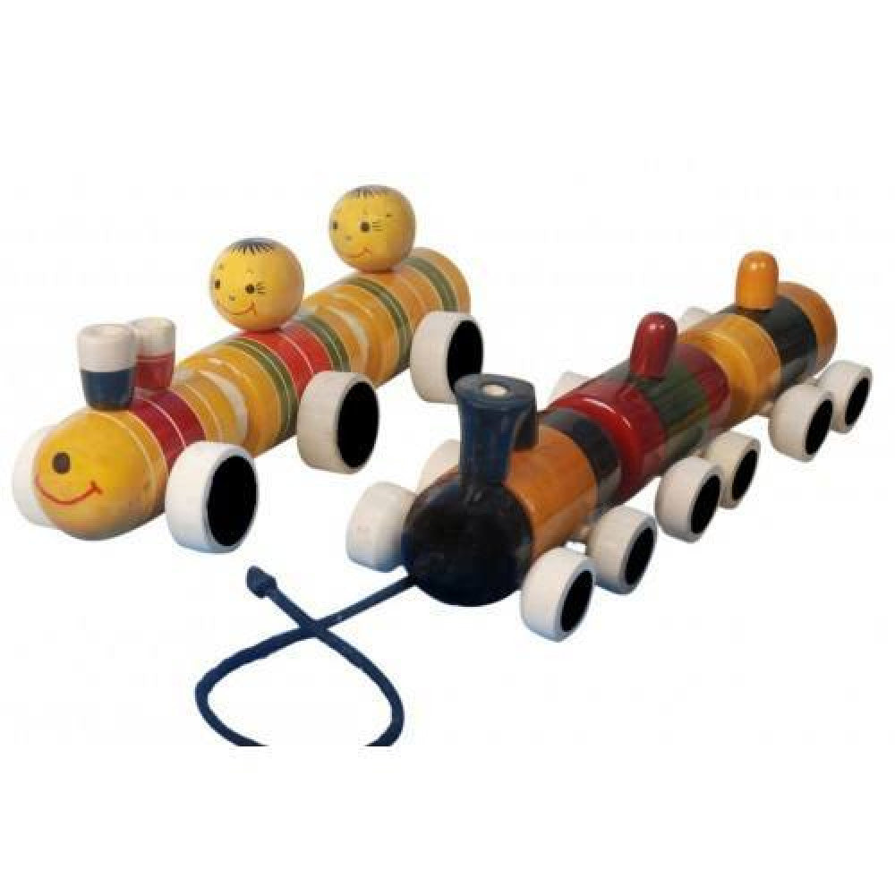 Channapatna Toys & Dolls Handcrafted Wooden Train (Set of 2) For Decoration Purpose