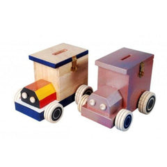 Channapatna Toys & Dolls Handcrafted Wooden Engine Piggy Bank Set Of 2