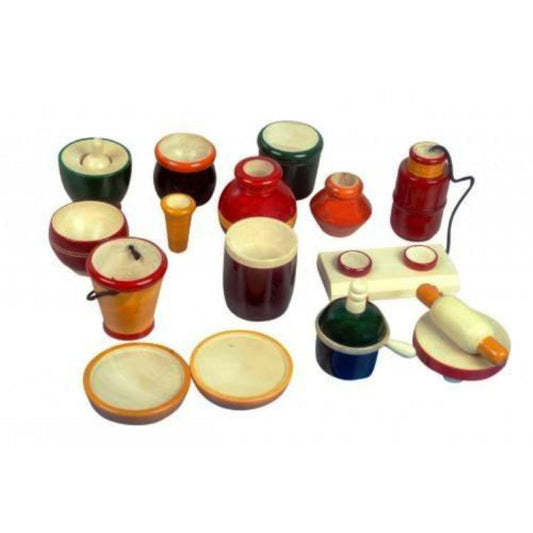 Channapatna Toys & Dolls Handcrafted Wooden Kitchen Set For Kids Playing