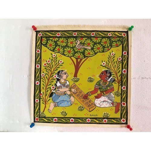 Handmade Cheriyal Painting Women Playing Together
