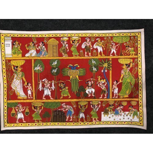 Handmade Cheriyal Painting Indian Artform Of Trible Life