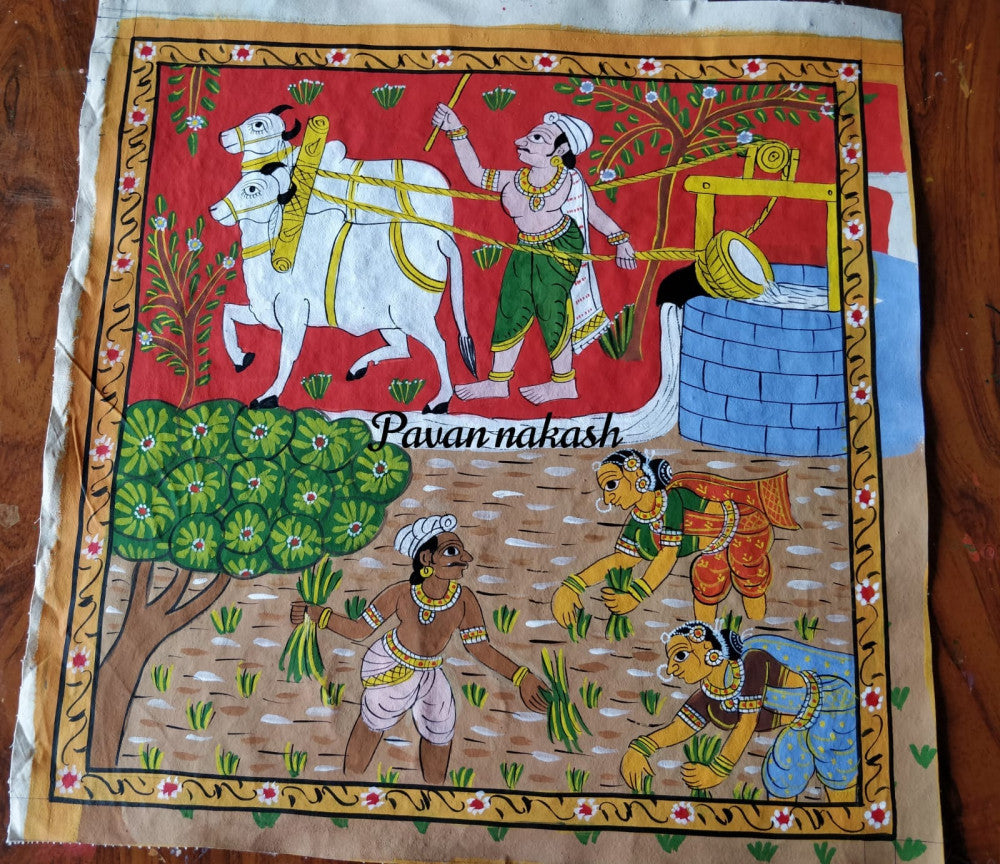 Cheriyal Painting Farmer Theme with frame