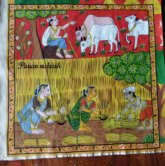 Cheriyal Painting farming Theme with frame