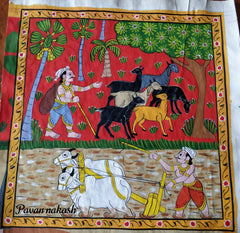 Cheriyal Painting village life Theme