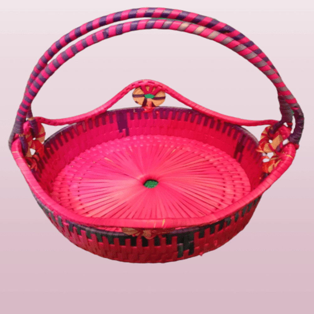 Chettinad Hand Woven Palm Leaf Pooja/Flower Basket