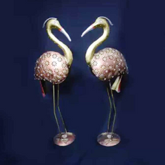 Classic Iron Pair Of Crane T-light Table Décor