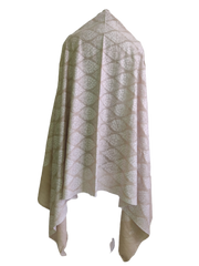 Classic White & Beige Leaf Design Kani shawl