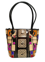 Classy Geometric Design Leather Handbag