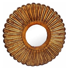 Classy Sun Burst Golden Round Mirror Frame