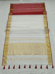 Classy White & Red Cotton Silk Saree