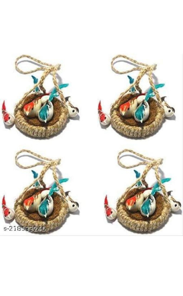 Colorful Jute Nest Wall Hanging Set of 4